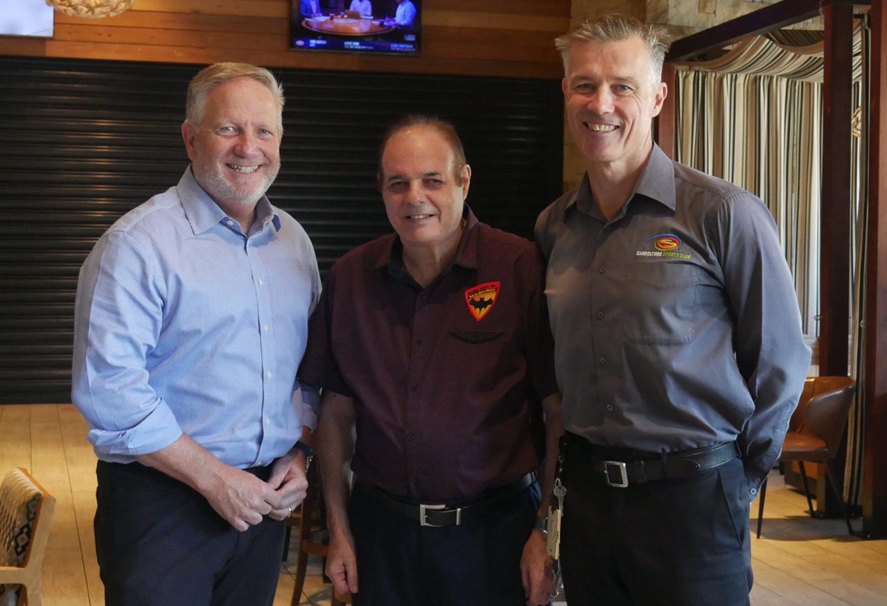 A photo of Ian Healy, Paul Szep and Tony Clark in the podcast on Beep Cricket