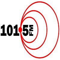 101.5fm Logo black text into red circles to the right